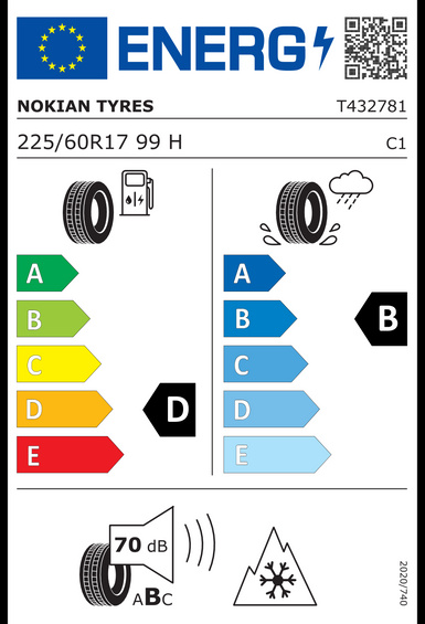 4x RUEDAS 17 Invierno NISSAN QUEST III ROGUE I ROGUE SELECT Nokian 225/60 R17