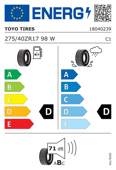 Pneus Toyo Proxes R888R 275/40 R17 98W