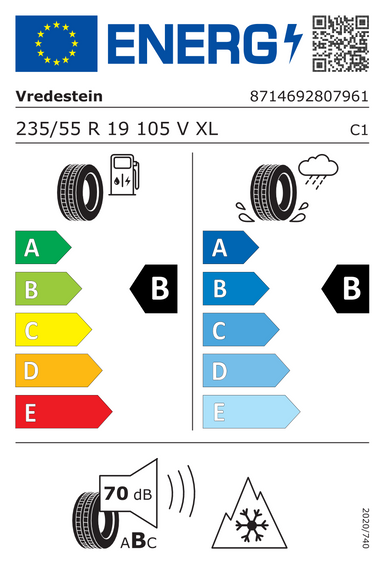 Pneus Vredestein Quatrac Pro EV XL FSL 235/55 R19 105V