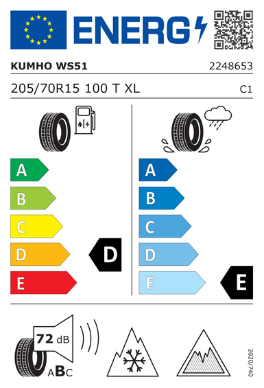 Neumáticos Kumho WinterCraft ice WS51 205/70 R15 100T