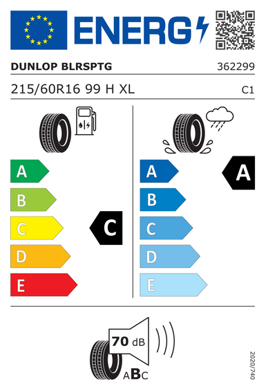 Pneus Dunlop BLUE RESPONSE TG 215/60 R16 99H