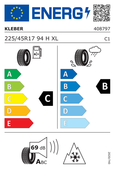 4x RODAS 17 Inverno VOLVO XC70 I Kleber 225/45 R17